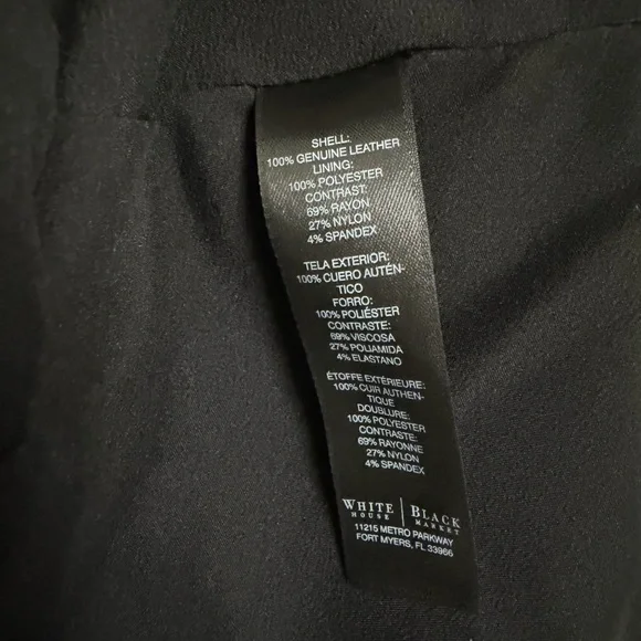 White House Black Market Black Leather Moto Biker Jacket - Picture 6 of 6